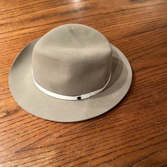 Rag & Bone Floppy Brim Wool Hat In Tan With Calfskin Leather 